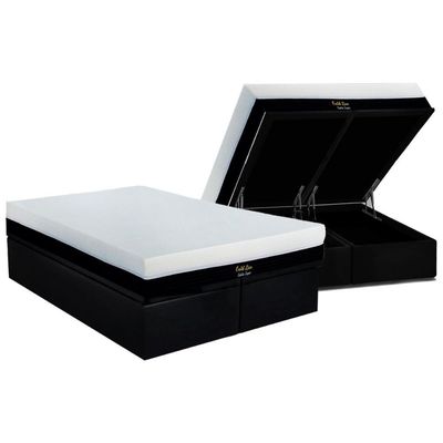 Cama Box Baú CRC Queen +Colchão Molas Master Pocket Gold Line Luckspuma -