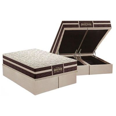Cama Box Baú CRC Queen +Colchão Anatômico Ortopédico E. Firme Probel -