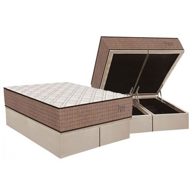 Cama Box Baú CRC King +Colchão Molas Master Pocket Torino Orthoflex 193