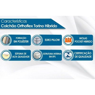 Cama Box Baú CRC King +Colchão Molas Master Pocket Torino Orthoflex 193