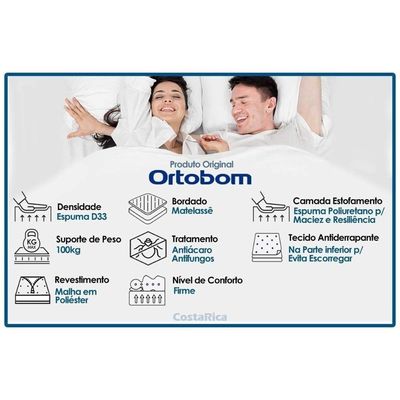 Cama Box Baú Casal + Colchão Ortopédico Ortobom ISO100 Ultra
