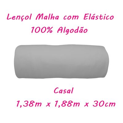 Lençol Avulso KazzaVip Casal Com Elástico Malha 100% Algodão Liso Linha Casa Cinza Frio