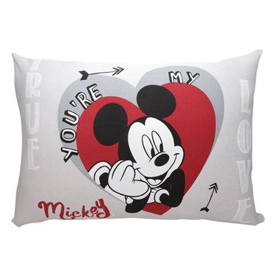 Fronha Avulsa KazzaVip Malha 100% Algodão Disney Estampa Localizada Mickey Lovers 48cmx68cm Branco