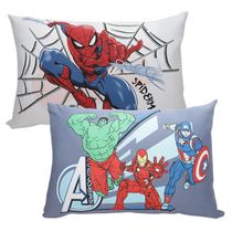 Kit Fronha KazzaVip Malha 100% Algodão Marvel Estampa Localizada (1)Spider-Man e (1)Avengers 48cmx68cm Branco