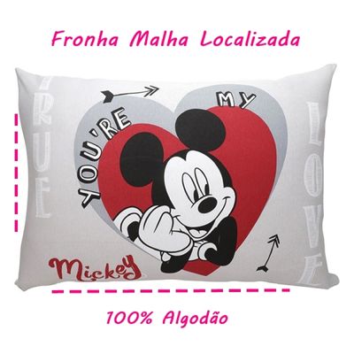 Par de Fronha KazzaVip Malha 100% Algodão Disney Estampa Localizada (2)Mickey 48cmx68cm Branco