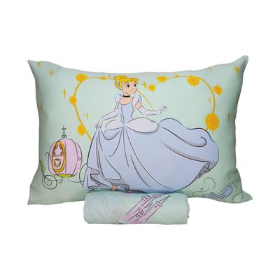 Jogo de Lençol KazzaVip Solteiro Malha Mista 70% Algodão e 30% Poliéster Joy Disney Princess Cinderela Encantada 02 Peças Verde