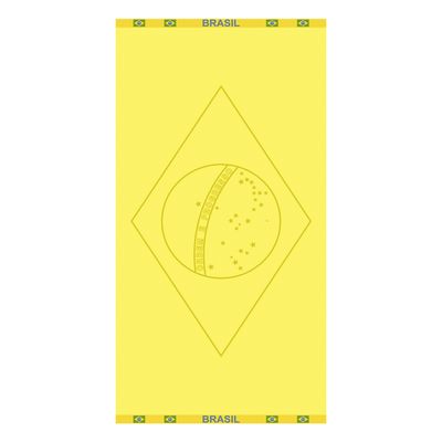 Toalha de Praia KazzaVip Jacquard Veludo 100% Algodão  Bandeira Do Brasil 70cmx140m Amarelo