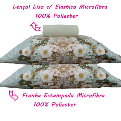 Jogo de Lençol KazzaVip Queen Microfibra 100% Poliéster Royal 3 Peças Verde