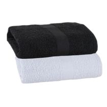 Kit 02 Unidades - Toalha de Rosto KazzaVip Felpuda 100% Algodão ( 01 Branca e 01 Preta ) Linha Salao 44cmx75cm Profissional