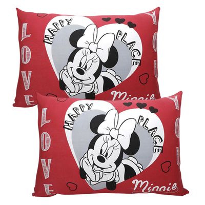 Par de Fronha KazzaVip Malha 100% Algodão Disney Estampa Localizada (2)Minnie 48cmx68cm Branco
