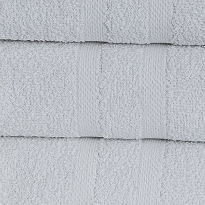 Kit 07 Unidades - Toalha de Rosto KazzaVip Felpuda 100% Algodão Linha Hotel Prata Profissional 44cmx70cm Branco Off White