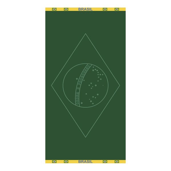Toalha de Praia KazzaVip Jacquard Veludo 100% Algodão Bandeira Do Brasil 70cmx140m Verde