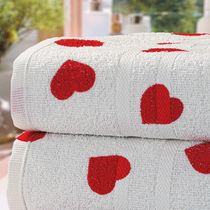 Kit 04 Unidades - Toalha de Banho KazzaVip Felpuda 100% Algodão Florença Estampada Corações 69cmx130m Branco