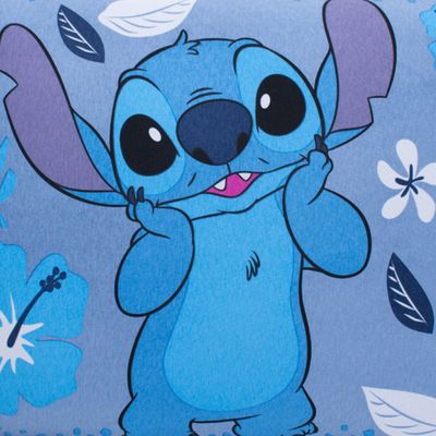 Fronha Avulsa KazzaVip Malha 100% Algodão Disney Estampa Localizada Stitch Blue 48cmx68cm Branco