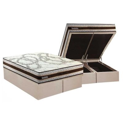 Cama Box Baú CRC Queen +Colchão D45 Espuma Resiste Paropas -