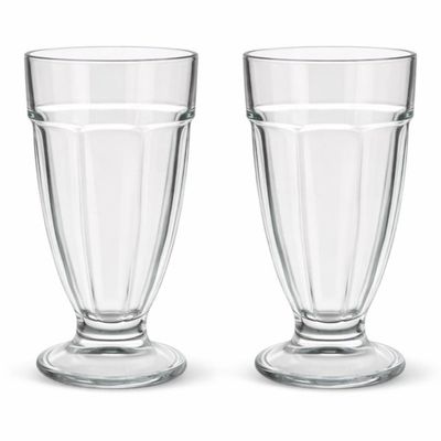 Conjunto Duas Taças Milkshake Copo Vidro Sorvete Smoothie Sobremesa 400ml