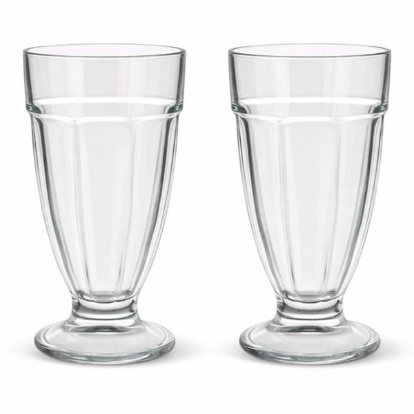 Conjunto Duas Taças Milkshake Copo Vidro Sorvete Smoothie Sobremesa 400ml