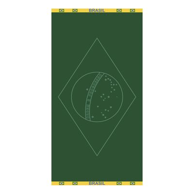 Toalha de Praia KazzaVip Jacquard Veludo 100% Algodão Bandeira Do Brasil 70cmx140m Verde