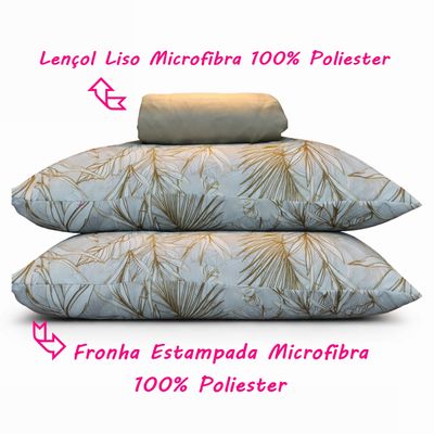 Jogo de Lençol KazzaVip Queen Microfibra 100% Poliéster Folhas 3 Peças Bege