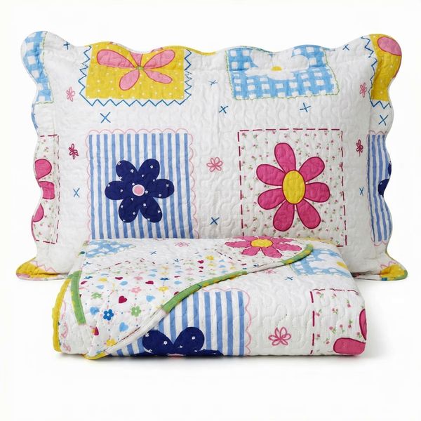 Kit Cobre Leito Bouti KazzaVip Solteiro Teen Microfibra 100% Poliéster Estampado Flores 2 peças Rosa