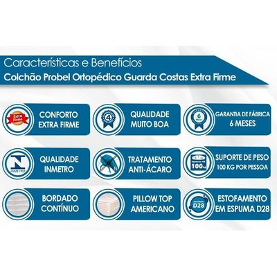 Cama Box Baú CRC Casal +Colchão Anatômico Ortopédico E. Firme Probel -