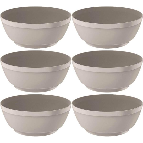 Kit 6 Saladeiras Bege Luna 3,5L Tigela Redonda para Restaurante 25cm Plástico Ou