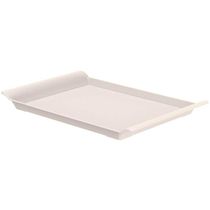 Bandeja Retangular de Servir Bege Alças 44x29cm Lea Ou Plástica Café da Manhã Lanchonete Restaurante