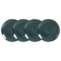 Conjunto 4 Pratos Rasos para Sushi Cerâmica Orgânico Oceano 26,5cm Azul Porto Brasil