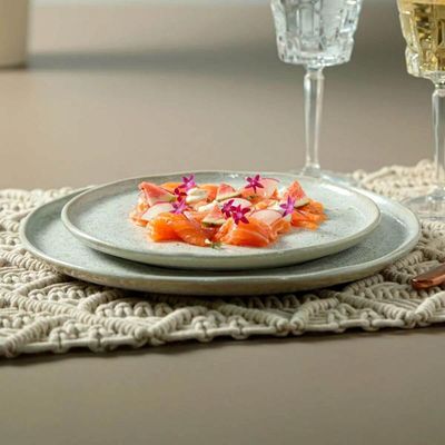 Prato de Sobremesa 21,5cm Off White Bio Vanilla Cerâmica Stoneware Porto Brasil
