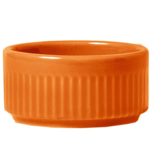Ramekin de Porcelana 50ml Laranja Germer Canelado Assar e Servir 6x3cm Ramequim