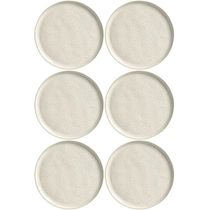 Jogo 6 Pratos de Sobremesa Off White 21,5cm Cerâmica Stoneware Bio Vanilla Porto Brasil