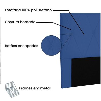 Cabeceira Aquilla Para Cama Box Casal 140 Cm Suede - D'rossi Cor Azul Marinho