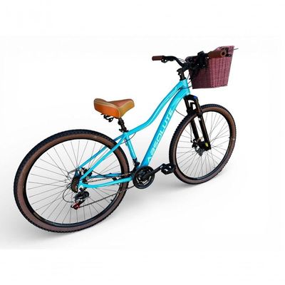 Bicicleta Aro 29 Feminina Absolute Hera Retrô Vintage 21v  Cesta Selim 2 Molas -azul Tam 15