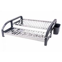 Escorredor 20 Pratos Aço Inox Tipo Cama Preto Domum