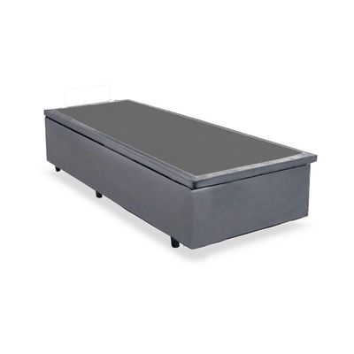 Cama Box com Baú Solteiro Baú Sintético Estrutura em Madeira Cinza