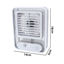 Ventilador Portatil Umidifcador Luminaria Usb De Mesa 3 Velocidades Branco