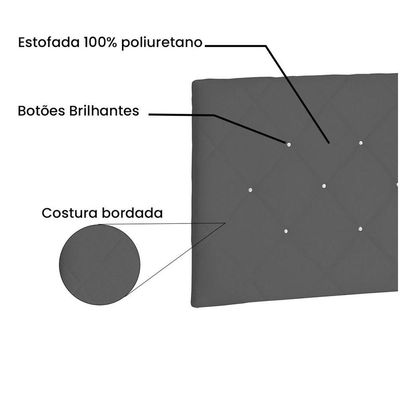 Cabeceira Painel Tânia Queen 160cm Suede Cinza