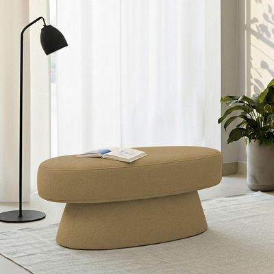 Banco Orgânico 102cm Liz Sala De Estar Bouclé Camel - Nexta Casa