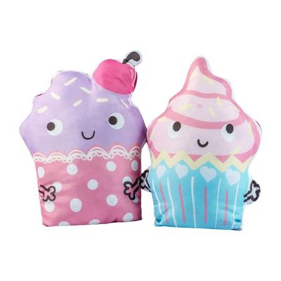 Par De Almofadas Cheias Estampadas Cupcake Coloridas Infantil 40cm X 40cm Com Enchimento Silicone