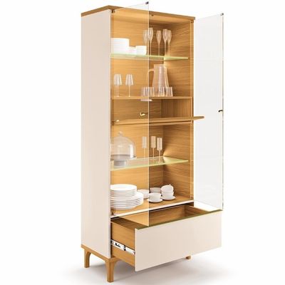 Cristaleira Portas De Vidro Com Led 76cm Delux Off/cinamomo H01 - Mpozenato