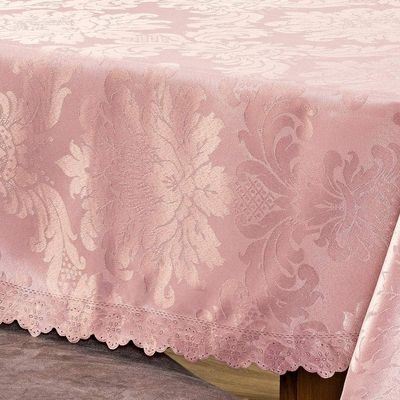 Toalha De Mesa Quadrada Avulsa Jacquard Medalhão 1,40m X 1,40m Para 04 Lugares Cor Rosê