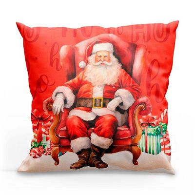 Kit Com 4 Capas De Almofadas Estampadas Natalinas 45cm X 45cm - Vermelho