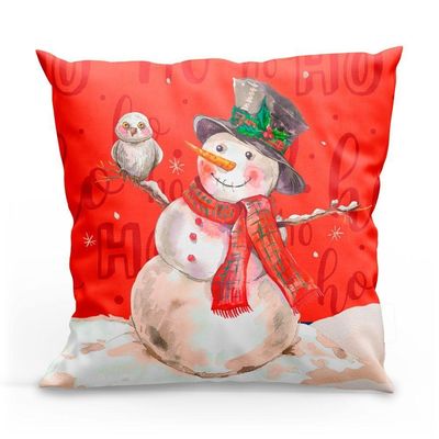 Kit Com 4 Capas De Almofadas Estampadas Natalinas 45cm X 45cm - Vermelho