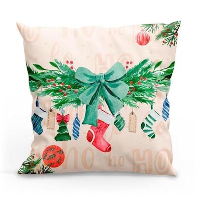 Kit Com 4 Capas De Almofadas Estampadas Natalinas 45cm X 45cm - Vermelho