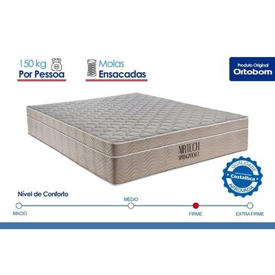 Cama Box Baú CRC Casal +Colchão Molas Master Pocket Airtech Ortobom 138