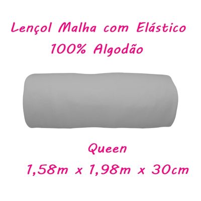 Lençol Avulso KazzaVip Queen Com Elástico Malha 100% Algodão Liso Linha Casa Cinza Frio