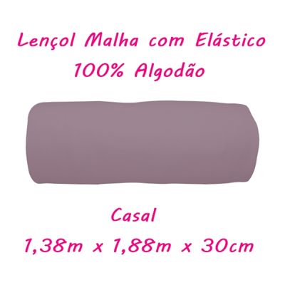 Lençol Avulso KazzaVip Casal Com Elástico Malha 100% Algodão Liso Linha Casa Orquídea