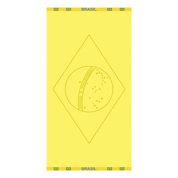 Toalha de Praia KazzaVip Jacquard Veludo 100% Algodão Bandeira Do Brasil 70cmx140m Amarelo