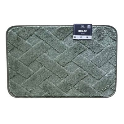 Tapete Conforto Kazzavip Felpa 100% Poliéster Antiderrapante Tijolinho Macio e Alto Relevo 38x58cm Verde