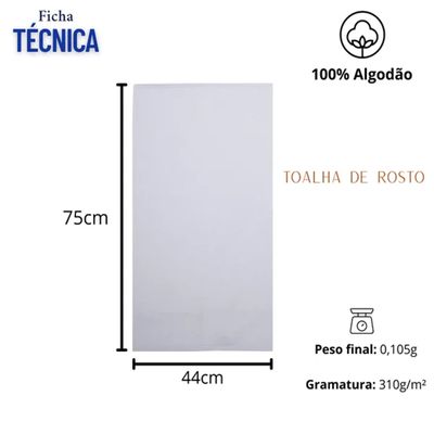 Kit 02 Unidades - Toalha de Rosto KazzaVip Felpuda 100% Algodão Linha Salao Profissional 44cmx75cm Branco
